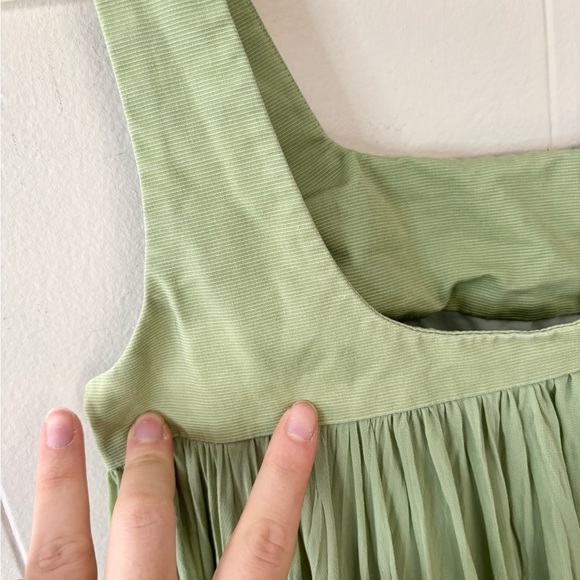 Bibhu Mohapatra green empire maxi dress pleated square neck size 2 - Picture 6 of 6